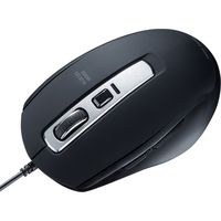 有線マウス　静音　5ボタン　中型サイズ　ブルーLED　MA-BL163BK　サンワサプライ　1個