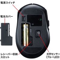 ワイヤレスマウス　無線　静音　5ボタン　中型サイズ　ブルーLED　MA-WBL161BK　サンワサプライ　1個（直送品）