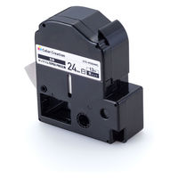 テプラ TEPRA 互換テープ ロングタイプ 13ｍ巻 幅24mm 白ラベル（黒文字） 1個 カラークリエーション（直送品）