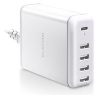 USB充電器 急速 USB-C×1(PD30W) USB-A×4 電源ケーブル1.5m ホワイト EC-ACD02WH エレコム 1個（直送品）