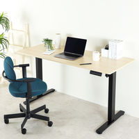 【軒先渡し】アスカ電動昇降デスク メモリー付 1400mm 黒×木目EDK14BK1台（直送品）