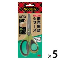 スリーエム(3M) スコッチ 梱包開封シザーズ ハサミ はさみ べたつき防止加工 7インチ 5本 1487NS-J