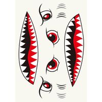 イングカワモト ヘルメットデコレーションシール HGーHGSー104 シャークヘッド 1セット(4台紙)（直送品）