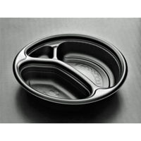 リスパック カレー容器 ごちカレー 丸 黒 RHDT786 1袋(25個)（直送品）