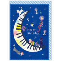 日本ホールマーク お誕生日祝い グリーティングカード オルゴール 猫と月2 1枚