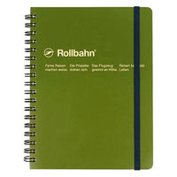 ロルバーン ポケット付メモ L B6相当 5mm方眼 オリーブ 緑 リングノート 2冊 デルフォニックス（Rollbahn）