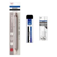 トンボ鉛筆 MONO（モノ）文具セット＜モノグラフライトシャープ グレイッシュブラウン 0.5mm・替ゴム・シャープ芯 HB＞5セット