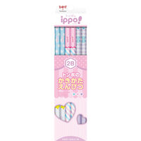 かきかたえんぴつ　ippo（イッポ）　2B　六角軸　プリントW（ファンシー系）　KB-KRW04-2B　1ダース（12本入）　トンボ鉛筆