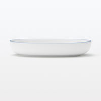 無印良品 日常の器 オーバルボウル ブルーライン 約25.5×18cm 良品計画