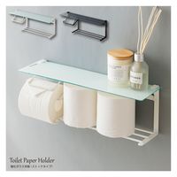 【軒先渡し】Sunharvest トイレットペーパーホルダー ストックタイプ 強化ガラス天板 ホワイト SIN-33 GWH 1個（直送品）