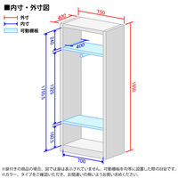 オカムラ ジャスタスラック ワードローブ本体（単体型）幅750×奥行400×高さ1850ｍｍ ブラック 1台  オリジナル