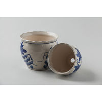 大和工業 陶器植木鉢2点セット ブドウ柄 UH03/2SBB 1箱（直送品）