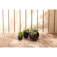大和工業 陶器植木鉢3点セット(受皿付) ブラック UH05/3DBK 1箱（直送品）