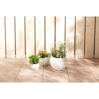 大和工業 陶器植木鉢3点セット(受皿付) ホワイト UH05/3DWH 1箱（直送品）