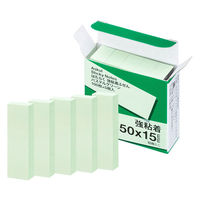 【強粘着】アスクル はたらく 強粘着ふせん 50×15mm パステルグリーン （短冊ミニ） 5冊  オリジナル