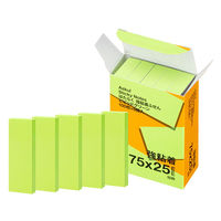 【強粘着】アスクル はたらく 強粘着ふせん 75×25mm ビビッドグリーン （短冊） 10冊（5冊×2箱）  オリジナル