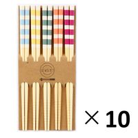 不二貿易 お箸5本セット ボーダー 10940 1箱(50膳:5膳×10袋)（直送品）