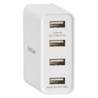 オーム電機 USBチャージャー4ポート 36W 03-3091 1個
