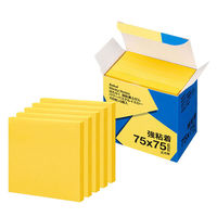 【強粘着】アスクル はたらく 強粘着ふせん 75×75mm パワーパステルイエロー （正方形） 5冊  オリジナル