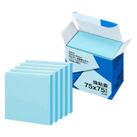 【強粘着】アスクル はたらく 強粘着ふせん 75×75mm パワーパステルブルー （正方形） 10冊（5冊×2箱）  オリジナル