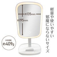 エアージェイ スマホスタンド&小物トレー付きLED女優ミラー SL-MRS2 WH 1台
