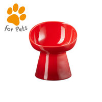 ル・クルーゼ ハイスタンド ペットボール ディープ チェリーレッド フードボウル ペット用 犬 猫 食器