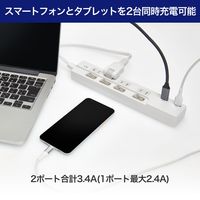 朝日電器 SW付USBタップ4P WBK-4232SUA(W) 1個