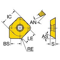 サンドビック コロミル245 チップ 【A】 R245-12 T3 E-W 3220 1セット(10PC)（直送品）