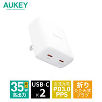 USB充電器 35W USB Type-C 2ポート Minima Duo ホワイト AC充電器 1個 AUKEY