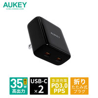 USB充電器 35W USB Type-C 2ポート Minima Duo ブラック AC充電器 1個 AUKEY