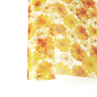 日本紐釦 転写チュール オレンジのガーベラ 巾約68cm 4mカット F99060-1056-4M 1セット(約巾68cm×4m（直送品）