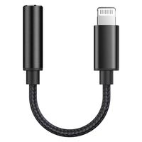 ライトニング オーディオ変換アダプタ Lightning[オス] - 3.5mmオーディオ[メス] 4極 3極両対応 ブラック