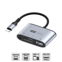 ライトニング 変換アダプター USBハブ SD/microSDカードスロット USB-A Lightning端子搭載 1個
