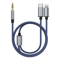 オーディオ変換アダプタ 3.5mmオーディオ[オス] - ライトニング[オス]＋USB Type-C[オス] 1m Lightning