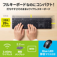 サンワサプライ ワイヤレスキーボード 無線 メンブレン コンパクト フルサイズ 静音マウス付 ブラック SKB-WL39SETBK 1個（直送品）