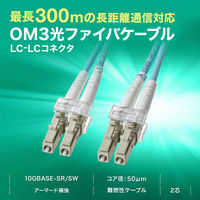 サンワサプライ アーマードメガネ型光ファイバケーブル(マルチOM3、LC×2-LC×2、2m) HKB-AMOM3LCLC-02 1本（直送品）
