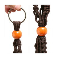 リーフ マクラメプランツハンガー 3号用 ウッドビーズ付きコットンロープ ブラウン 263540 1個（直送品）