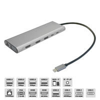 ドッキングステーション USB Type-C 映像分配機能搭載 HDMI VGA LAN SDカードスロット オーディオ端子 1個
