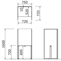オカムラ ジャスタステーブルブース 矩形（長方形） 幅750×奥行733×高さ1600mm ベージュ／ライトグレー 1台（3梱包）  オリジナル
