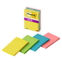 スリーエム(3M) ポストイット ふせん 付箋 強粘着 ノート 75mm×50mm マルチカラー8 1ケース（4冊入） 656SS-MC-8N