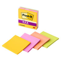 スリーエム(3M) ポストイット ふせん 付箋 強粘着 ノート 75mm×75mm マルチカラー6 1ケース（4冊入） 654SS-MC-6