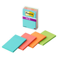 スリーエム(3M) ポストイット ふせん 付箋 強粘着 ノート 75mm×50mm マルチカラー1 1ケース（4冊入） 656SS-MC-1N