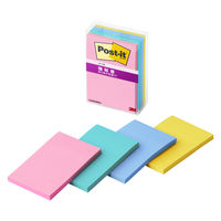 スリーエム(3M) ポストイット ふせん 付箋 強粘着 ノート 75mm×50mm マルチカラー3 1ケース（4冊入） 656SS-MC-3N