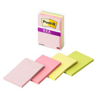 スリーエム(3M) ポストイット ふせん 付箋 強粘着 ノート 75mm×50mm マルチカラー4 1ケース（4冊入） 656SS-MC-4N