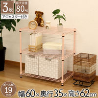 エイ・アイ・エス 19φ スチールラックセット 幅600×奥行350×高さ618mm ピンク NS6035-3PI 1台（直送品）