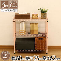 エイ・アイ・エス 19φ スチールラックセット 幅600×奥行250×高さ618mm ピンク NS6025-3PI 1台（直送品）