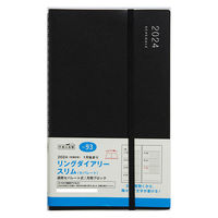 高橋書店 【2024年版】リングダイアリースリム A5変型 見開き1週間 月曜始まり 黒 93 1冊（直送品）