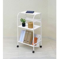 タカマツヤ 傾斜ファイルワゴン2段 ホワイト/中段棚・天板付き 4931176004669 1箱(1台入)（直送品）