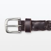 無印良品 ヌメ革 細帯メッシュベルト ダークブラウン 良品計画