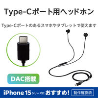 イヤホン タイプC マイク付き セミオープン型 インナーイヤータイプ 有線 ブラック EHP-DF10IMBK エレコム 1個